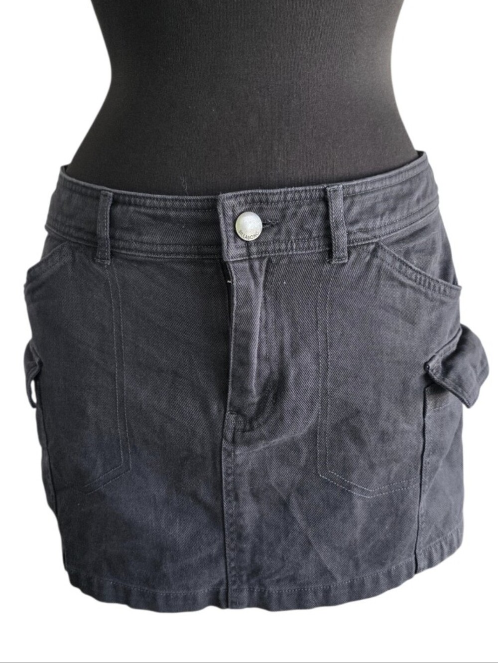 Billabong M Boho Babe Dark Gray Mini Skirt with Cargo Pockets Cotton